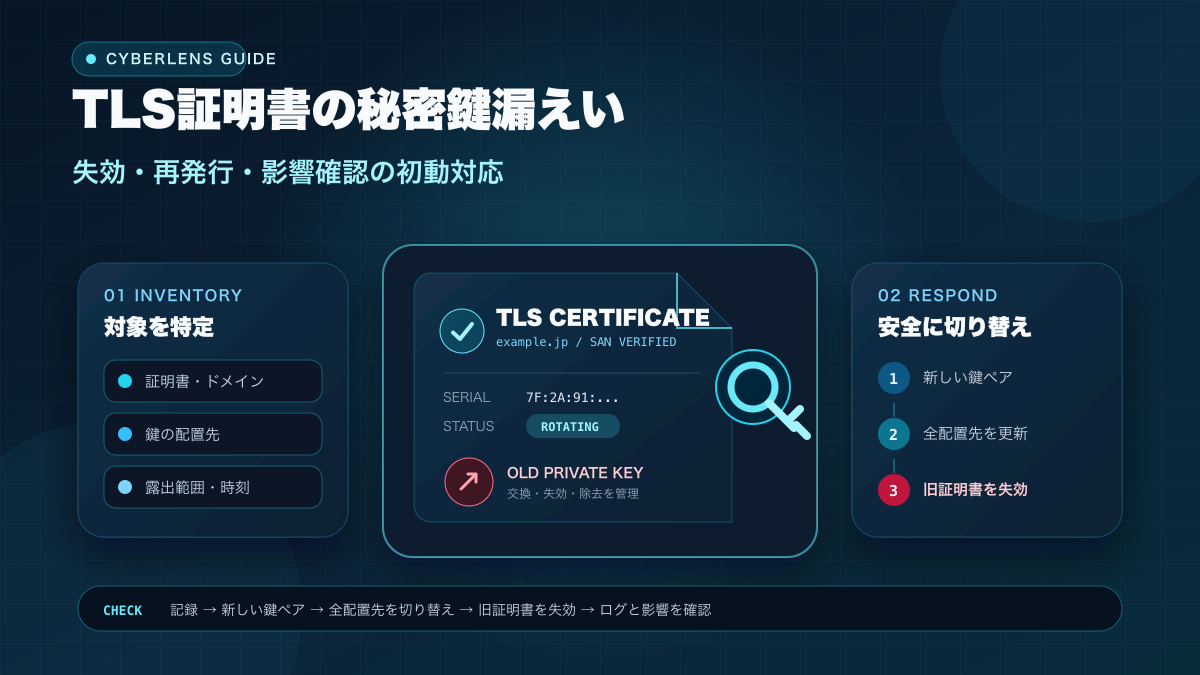 TLS証明書の秘密鍵が漏えいした時の初動対応：失効・再発行・影響確認